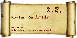 Kofler Renátó névjegykártya